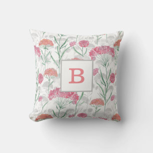 Vattenfärg, blommor, Monogram, personlig Kudde