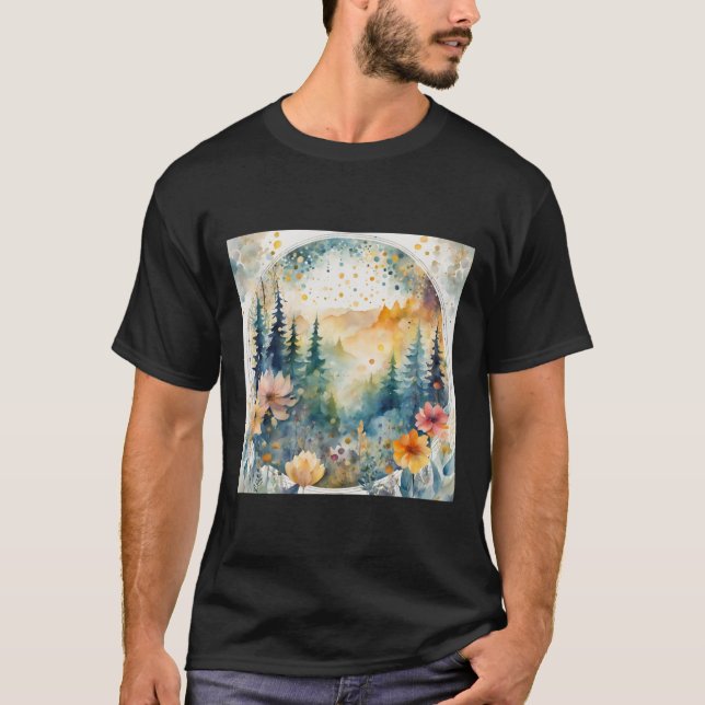 Vattenfärg blommor Mönster 1  T Shirt (Framsida)