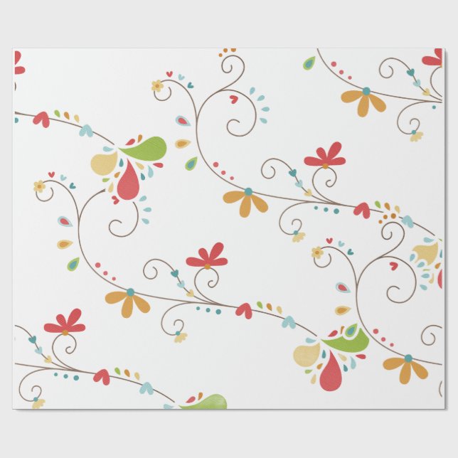 Vattenfärg Blommor Mönster Anpassad Bakgrund  Presentpapper (Platt)