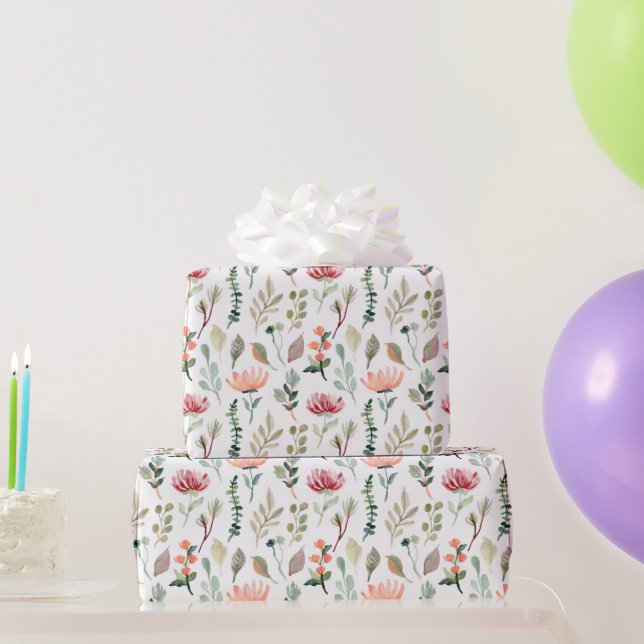 Vattenfärg Blommor Mönster Presentpapper (Festgåvor)