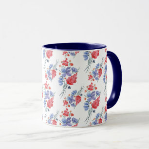 Vattenfärg, blommor. mugg
