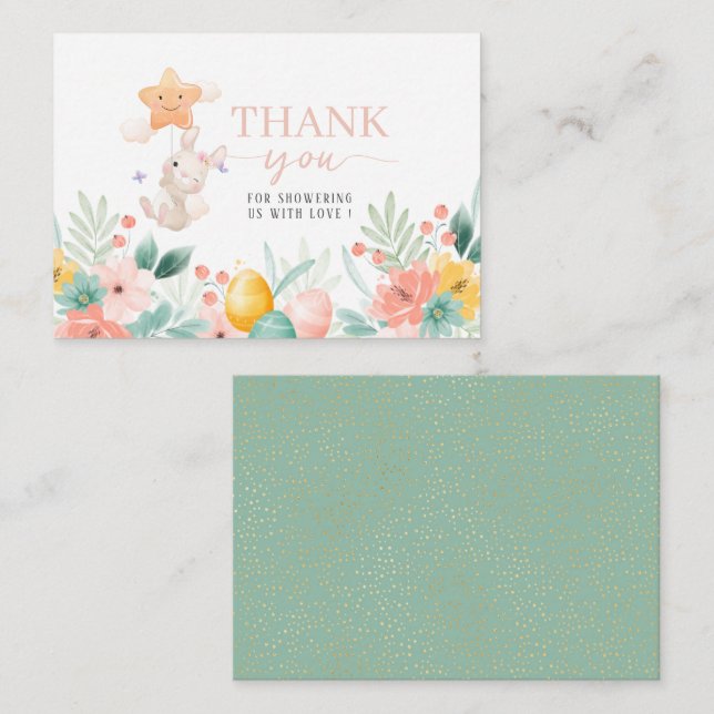 Vattenfärg blommor påskbrunch och äggsökning än anteckningskort (Fram/baksida)