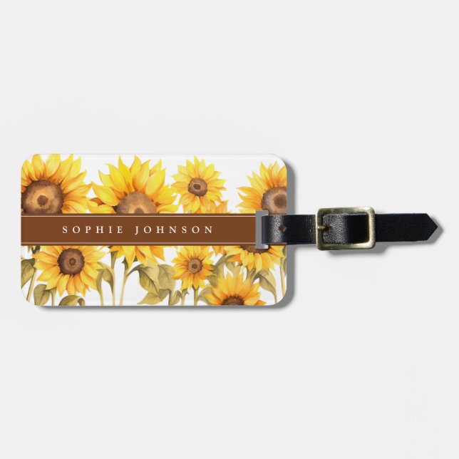 Vattenfärg Blommor Resväskemärke Bagagebricka (Horisontell Framsida)