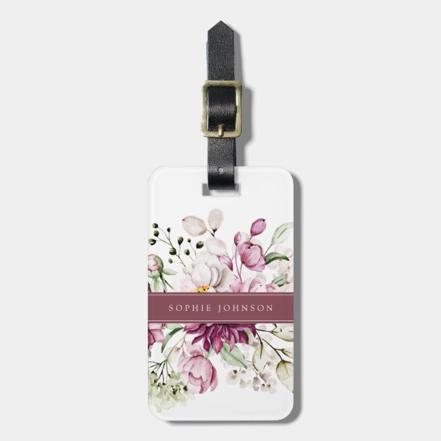 Vattenfärg Blommor Resväskemärken Bagagebricka (Vertikal Framsida)