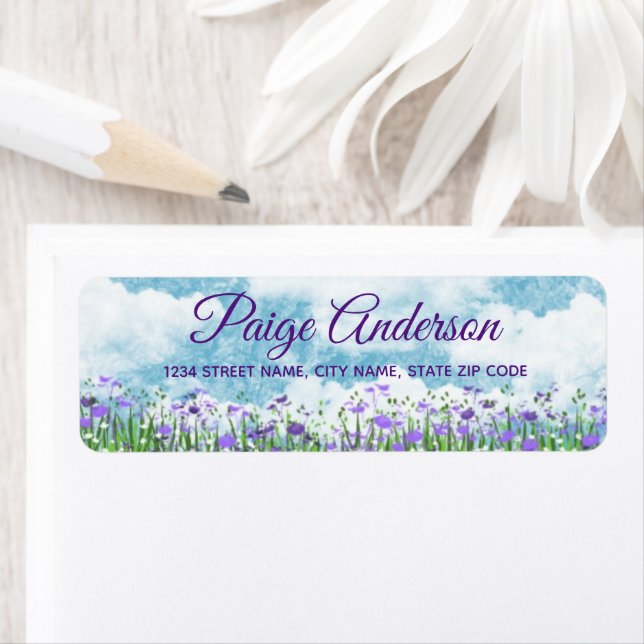 Vattenfärg Blommor Returadress Etikett (Insitu)