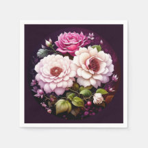 Vattenfärg Blommor Rosa och Lila Blommor