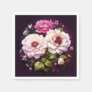 Vattenfärg Blommor Rosa och Lila Blommor Pappersservett