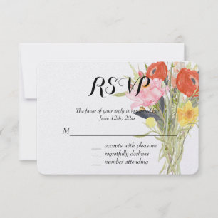 Vattenfärg Blommor RSVP OSA Kort