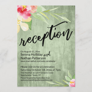 Vattenfärg Blommor & Rustik Träreception Inbjudningar