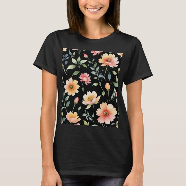 Vattenfärg Blommor T-shirt (Framsida)
