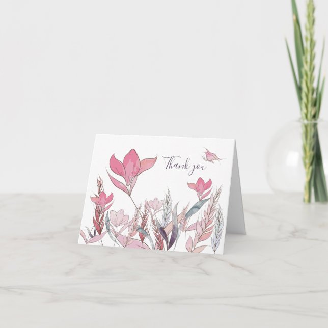 Vattenfärg Blommor Tacksamhetskort – Elegant Blomm Tack Kort (Framsida)