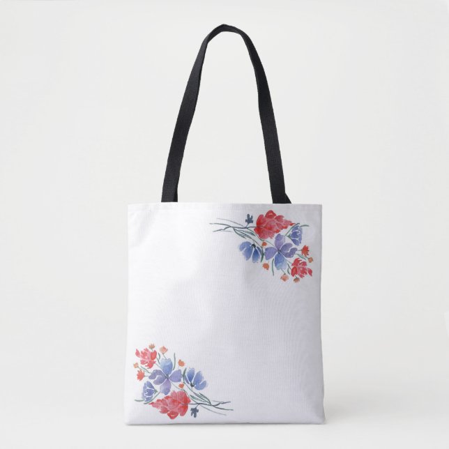 Vattenfärg, blommor. tygkasse (Framsida)