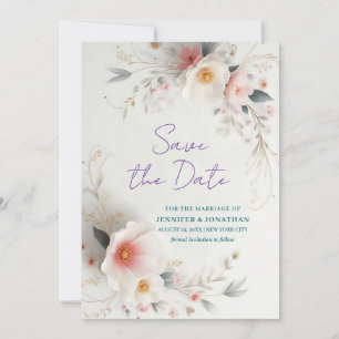 Vattenfärg Blommor Typografi Skript Spara Datum Datumet