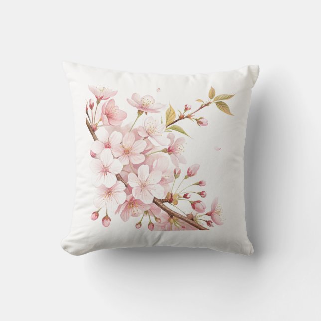Vattenfärg Blommor Vacker Kuddcover  Kudde (Framsida)