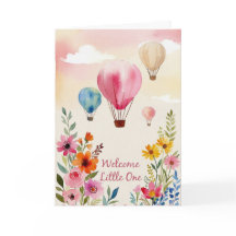 Vattenfärg Blommor Varm Luft Ballong Bebis Babysho