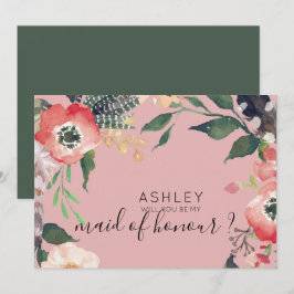 Vattenfärg Blommor Vill du vara min brudtärna Namn Inbjudningar