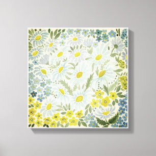 Vattenfärg. Blommorna från fält. Chamomile Canvastryck