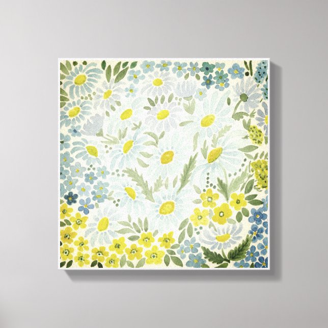 Vattenfärg. Blommorna från fält. Chamomile Canvastryck (Framsida)