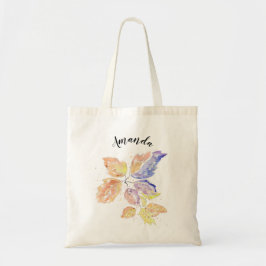 Vattenfärg blomsterbukett, personlig totebag tygkasse