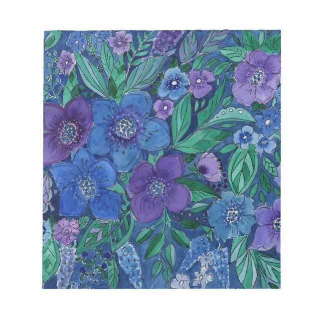 Vattenfärg, blomsterträdgård anteckningsblock (Framsida)