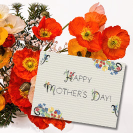 Vattenfärg blomstrar Glad mors dag Vykort