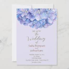 Vattenfärg Blue Hydrangea Pearl Inbjudningar