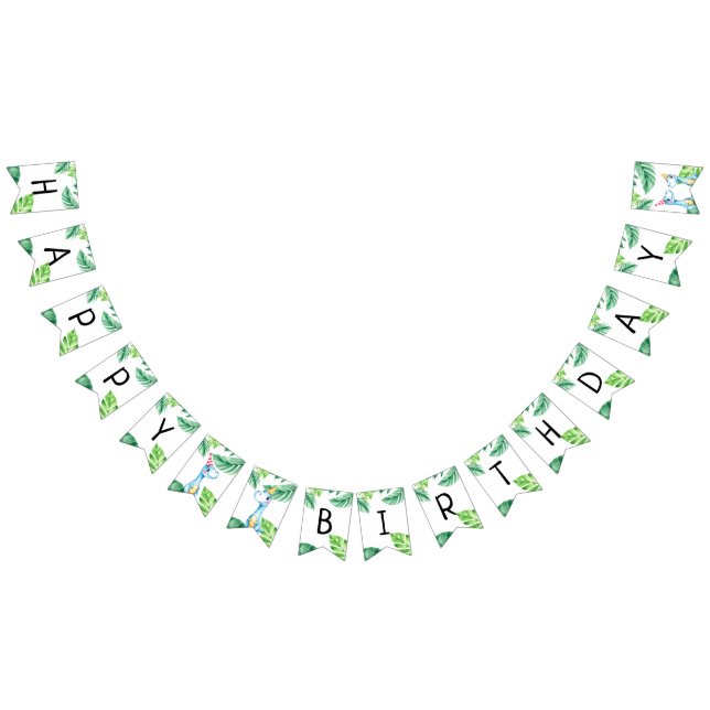 Vattenfärg Blue Trex Greenery Kids 3:e födelsedag Vimplar (Alla)