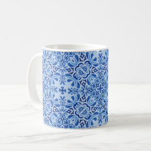Vattenfärg Blues Mediterranean Tile on Blek Blue Kaffemugg
