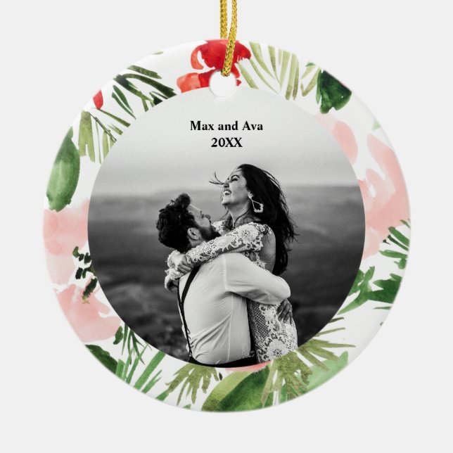 Vattenfärg Blunder Julfoto Julgransprydnad Keramik (Framsidan)