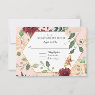 Vattenfärg Blush Blommig Modern Rustik Elegant RSV OSA Kort
