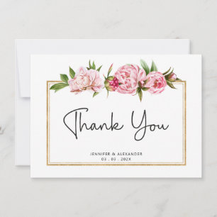 Vattenfärg Blush Peony Blommor Floral Tack Kort