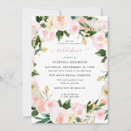 Vattenfärg Blush Rosa Blommor Bröllopsdusch Inbjudningar