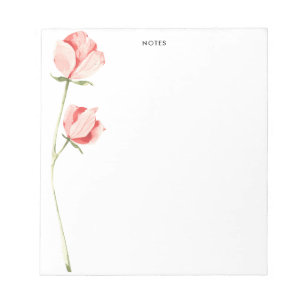 Vattenfärg Blush Rosa Rosblommor Personlig Anteckningsblock