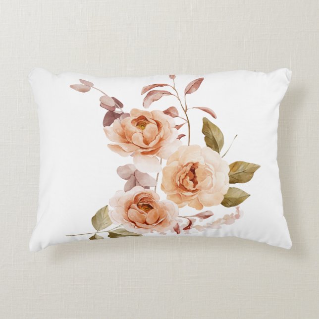 Vattenfärg Blush Rose Blommig Kuddcover Prydnadskudde (Framsidan)