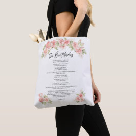 Vattenfärg Blush Saligprisningarna Blomster Skrift Tygkasse