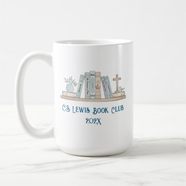 Vattenfärg Böcker Bokklubb Blå Glad Anpassningsbar Kaffemugg (Vänster)
