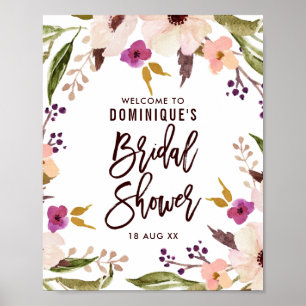 Vattenfärg Bohemian Blommigt Möhippa för andning Poster