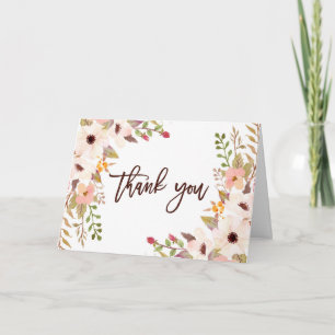 Vattenfärg Bohemiska Blommor Tacksamhetskort Tack Kort