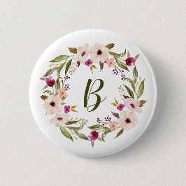 Vattenfärg Bohemiskt Blommigt Utandning Monogram Knapp
