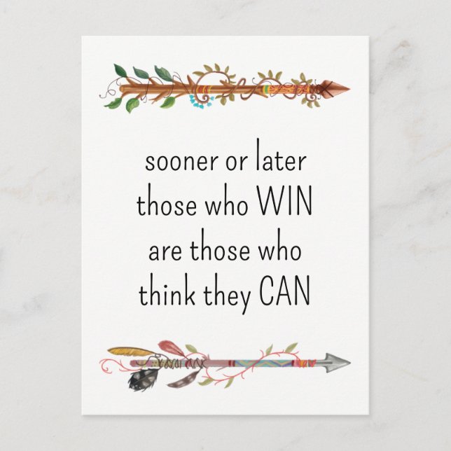 Vattenfärg Boho Arrow och Feathers Vykort (Framsida)