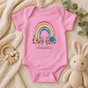 Vattenfärg Boho Blommig Regnbåge T Shirt