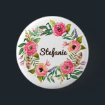 Vattenfärg Boho Blommigt Personlig för andning Knapp<br><div class="desc">Knappen blommigt av anpassade. Den har vattenfärgsutandning av rosa och orange blommor,  grönt,  lavender och fjädrar. Knappen för andning av blommigt är perfekt som personlig.</div>