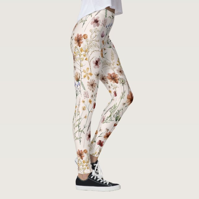 Vattenfärg Boho Blommönster Leggings (Höger)