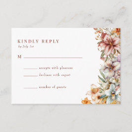 Vattenfärg Boho Blommor Bröllop RSVP Tilläggskort