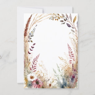 Vattenfärg boho blomster ram tom bröllop inbjudningar