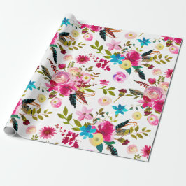 Vattenfärg Boho Chic Blommig Bröllop Presentpapper