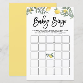 Vattenfärg Boho Citroner Baby Shower Bingo Spel