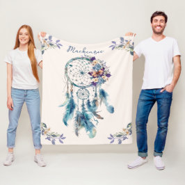 Vattenfärg Boho Drömfångare Personligt Namn Fleecefilt