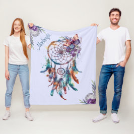 Vattenfärg Boho Drömfångare Personligt Namn Fleecefilt