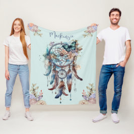 Vattenfärg Boho Drömfångare Personligt Namn Fleecefilt